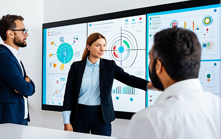 A diverse group of professional individuals, including a scientist, an artist, and an engineer, fully clothed in modest business attire, are actively collaborating around a large interactive screen in a bright, modern innovation lab. They are brainstorming, with diagrams and abstract concepts visually connecting on the screen. The atmosphere is intellectual and dynamic. Professional photography, high resolution, perfect anatomy, correct proportions, natural pose, well-formed hands, proper finger count, natural body proportions, safe for work, appropriate content, fully clothed, professional.
